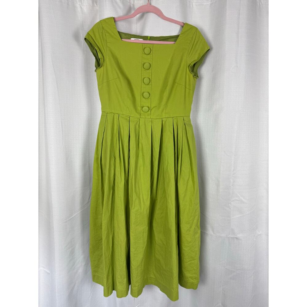 Talbots Petites Green Midi Dress Cottagecore Vintage Fit Flare 6P - Picture 1 of 6
